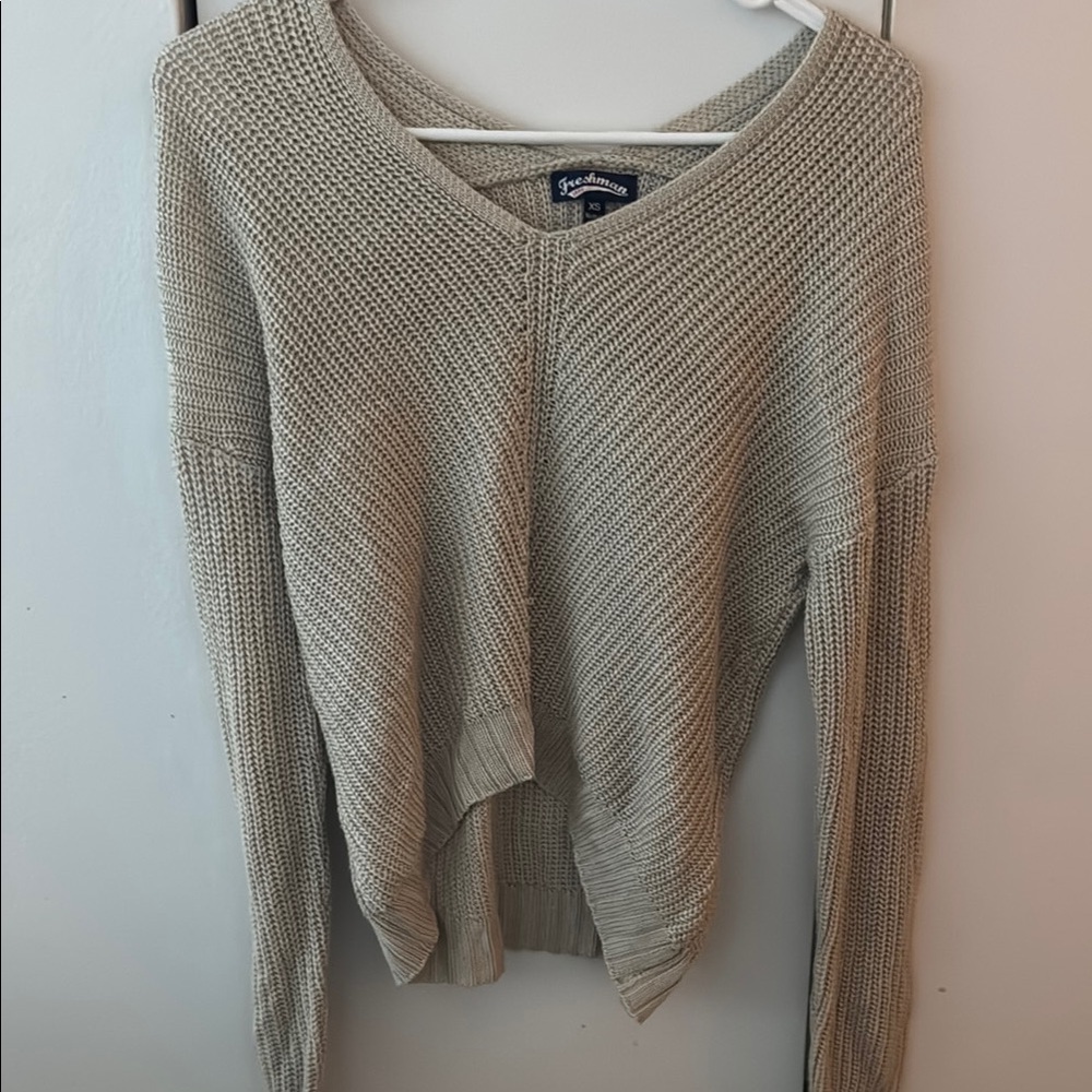 Neutral brown V-Neck Sweater